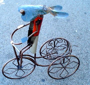 Dog on Trike Plant Stand - Pottery & Decor - Kaw Valley Greenhouses